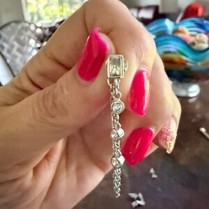 Sterling Silver Stud Drop Earrings with Clear Cubic Zirconia